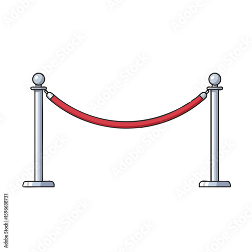 Vector illustration of velvet rope barrier elegant on white background, event control