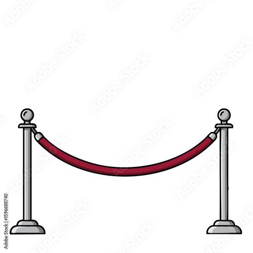 Vector illustration of velvet rope barrier elegant on white background, event control