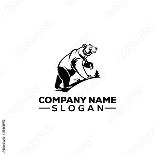 Cute Panda Climbing Bamboo Tree Logo