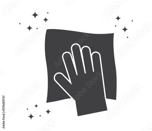 glove wipe with rag icon