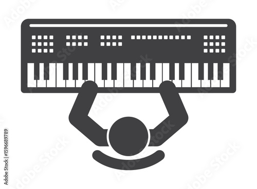 pianist  play on piano music synthesizer icon