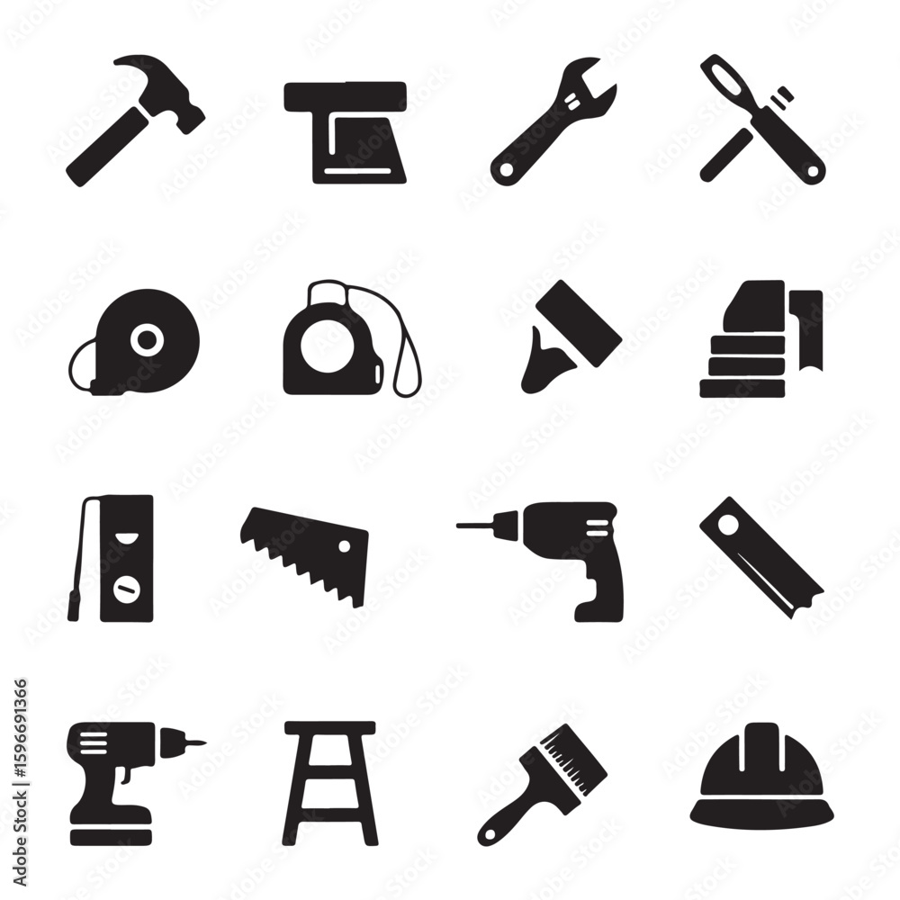 Fototapeta premium Set of Construction Tools Vector Icon Collection
