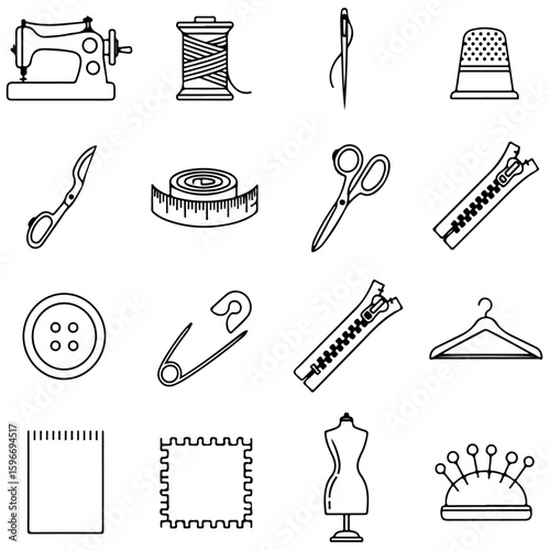 Sewing Line Icon Set | Vector & SVG