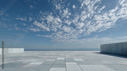 empty room with blue sky