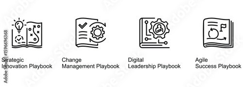 Playbook Terms In Business banner web icon vector illustration