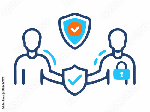 Secure Padlock Handshake Concept, Prover Verifier With Node Lines, Violet And Metallic Symbol