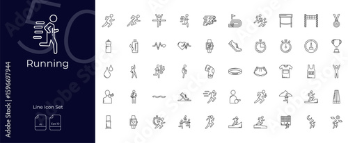 Running Line Editable Icons set. Vector illustration in modern thin line style of Running icons: human, walk, run, etc