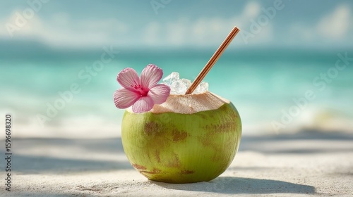 coconut cocktail on the beach