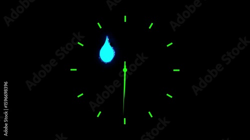 Clock - 4K Animation Cartoon Footage. Arrows - Hours, Minutes on Clockface. Clock Time Lapse. . Stock Video black background .