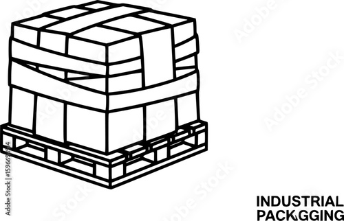 Industrial packaging icon with pallet wrap
