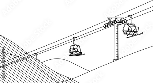 Minimalist ski lift vector outline
