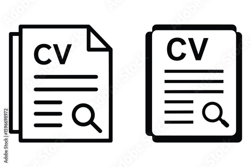 Job Search & CV Icon Set – Resume and Candidate Review Symbol in Flat Vector Design