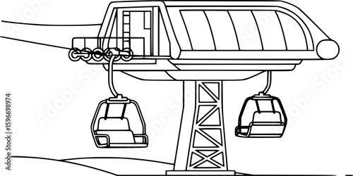 Minimalist ski lift vector outline

