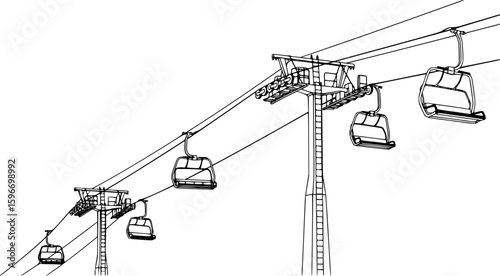 Minimalist ski lift vector outline
