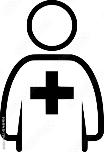 Vector outline of person with plus sign
