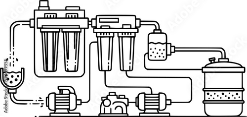 Laboratory water purification system outline icon vector
