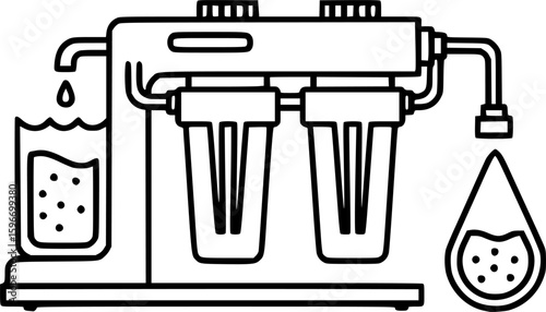 Laboratory water purification system outline icon vector
