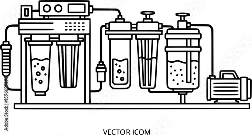 Laboratory water purification system outline icon vector
