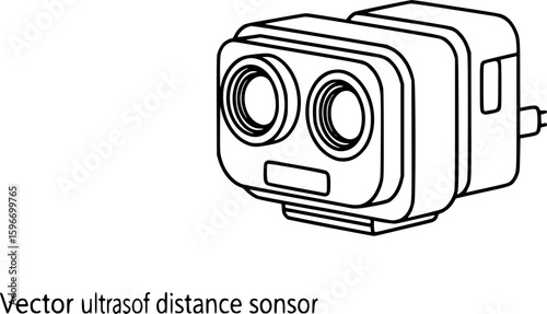 Ultrasonic distance sensor outline icon vector
