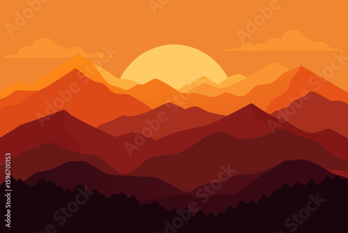 sunset in mountains
