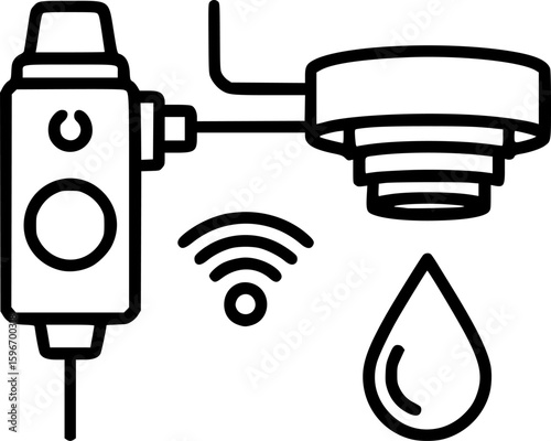 Smart water leak detector outline icon vector
