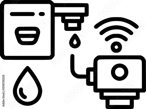 Smart water leak detector outline icon vector
