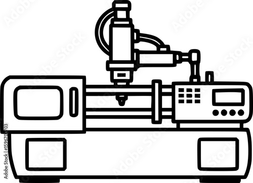 Injection molding machine outline icon vector
