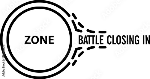 Battle royale zone closing in outline icon vector
