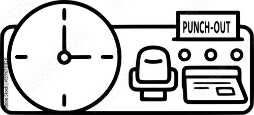 Time card punch clock outline icon vector
