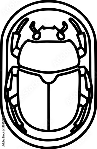 Minimalist scarab amulet outline icon

