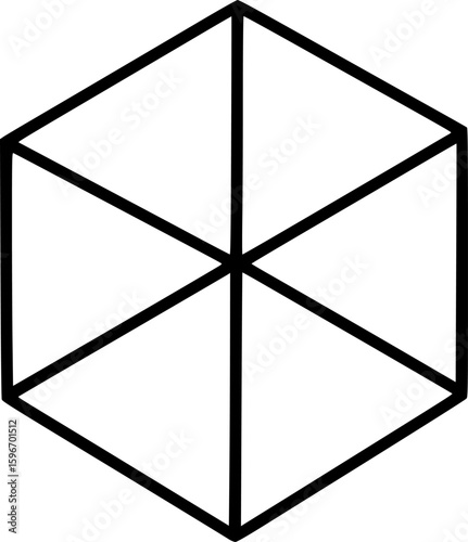 Hexagonal prism outline icon vector 