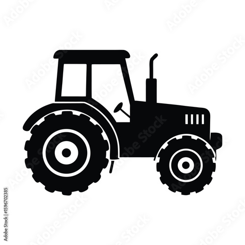 Autonomous farming tractor vector silhouette