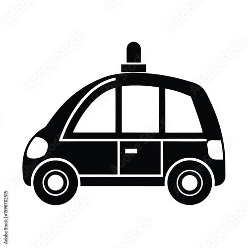 Autonomous taxi vehicle vector silhouette