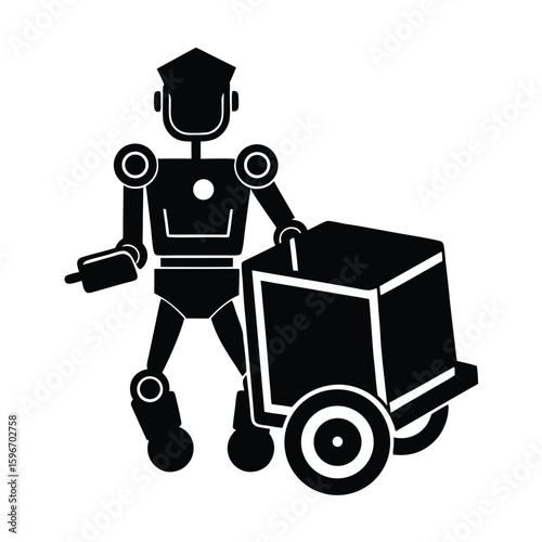 Delivery robot vector silhouette