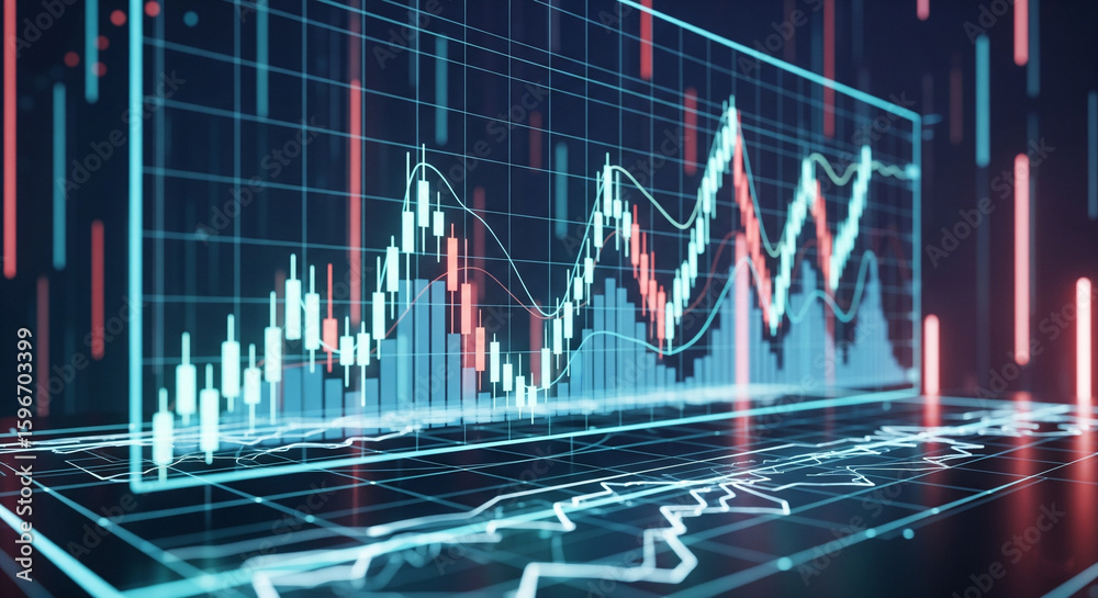 Naklejka premium Analysis of Stock Market Trends Data Visualization with Charts and Graphs