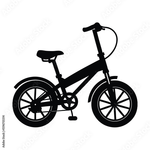 Foldable electric bike vector silhouette