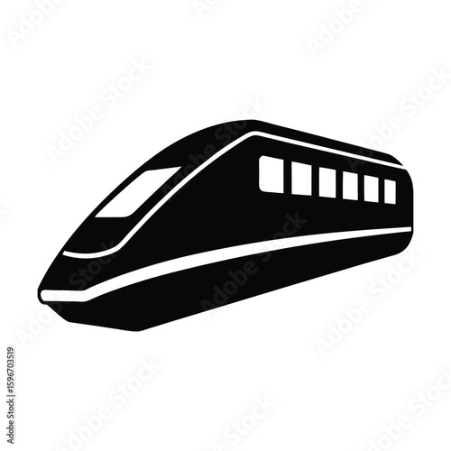 High speed train side view vector silhouette
