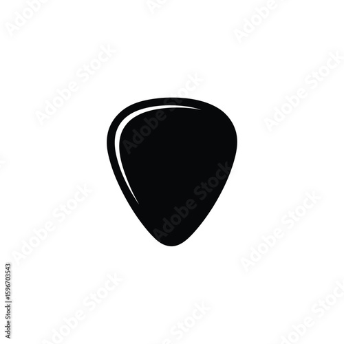 Black Guitar Pick Shape Isolated on White Background Musical Equipment