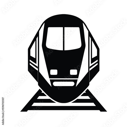 High speed train front view vector silhouette