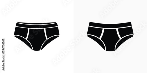 Briefs Silhouette. Mens Underwear on White Background. Apparel Icon