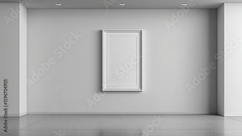 Minimalist White Framed Artwork in a Modern Gallery Setting