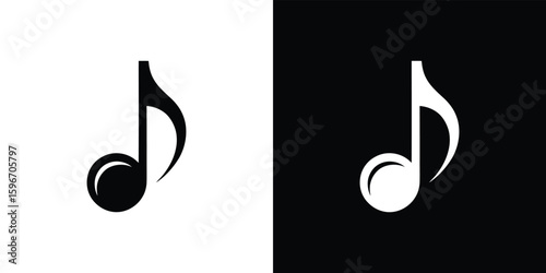Eighth Note Silhouette on Inverted Backgrounds for Versatile Design
