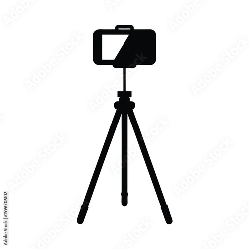 Smartphone on tripod vector silhouette