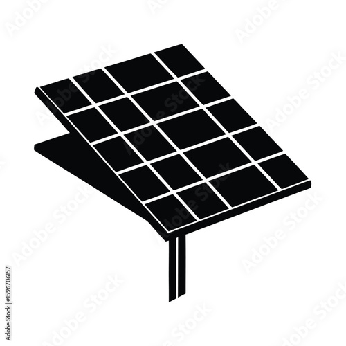 Solar panel installation vector silhouette