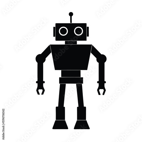Street surveillance robot vector silhouette