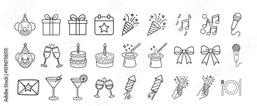 set of party or birth day party icon vector illustration 