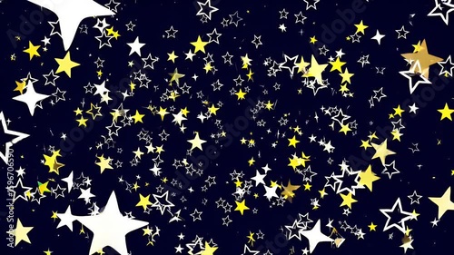 crisp 4k animated video sparkling cartoon style stars twinkling against jet black night sky ideal whimsical children’s projects dreamlike animations festive digital