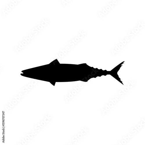 Mackerel fish silhouette icon vector flat illustration on white background.