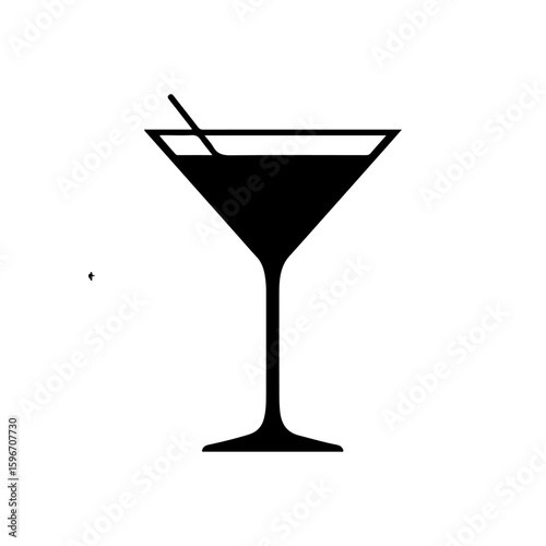 Martini glass silhouette icon vector flat illustration on white background.