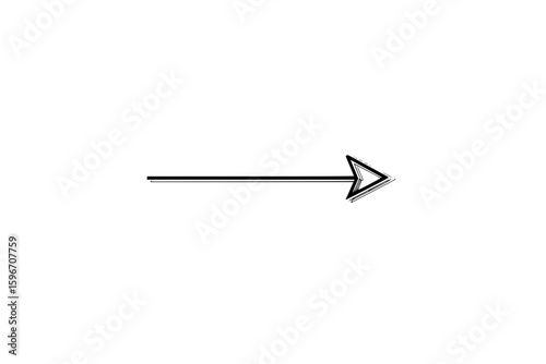 A simple black arrow pointing to the right with a slightly blurred effect on a white background image